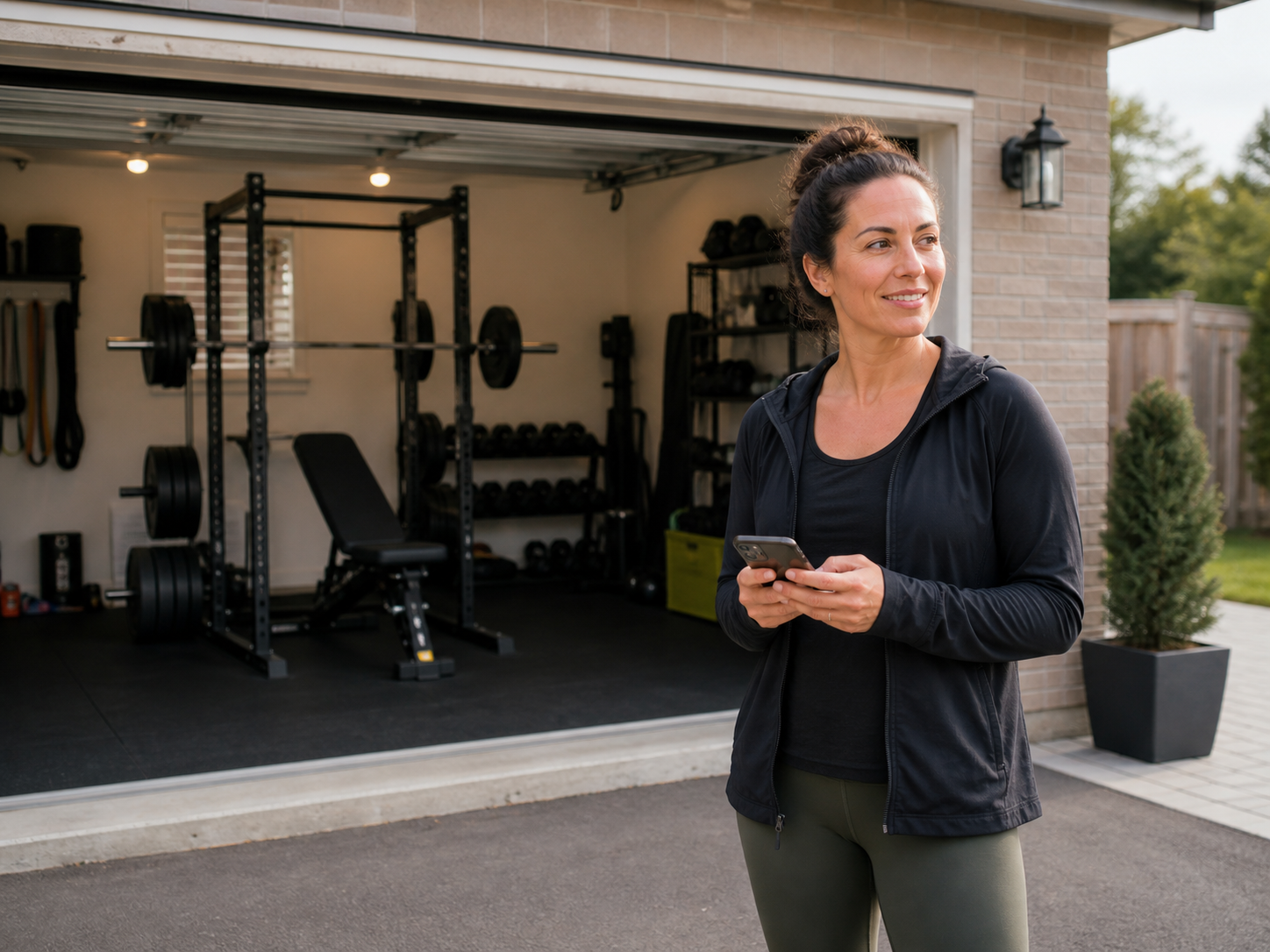 Host standing beside a private garage gym